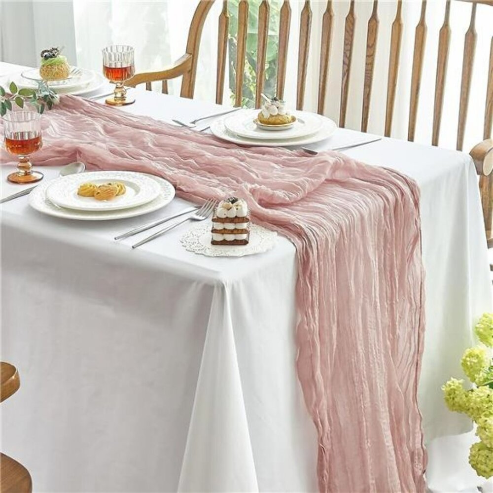 Dusty Pink Cheesecloth Table Runner 10ft Boho Wedding Baby Shower Party Decor